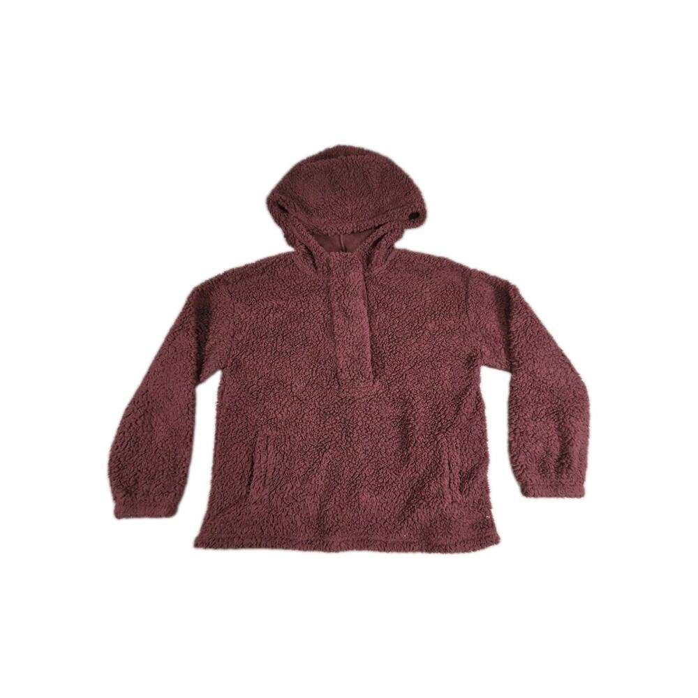 Koolaburra by UGG Burgundy Women's Sz L 1/2 Snap Fleece Pullover Jacket C8